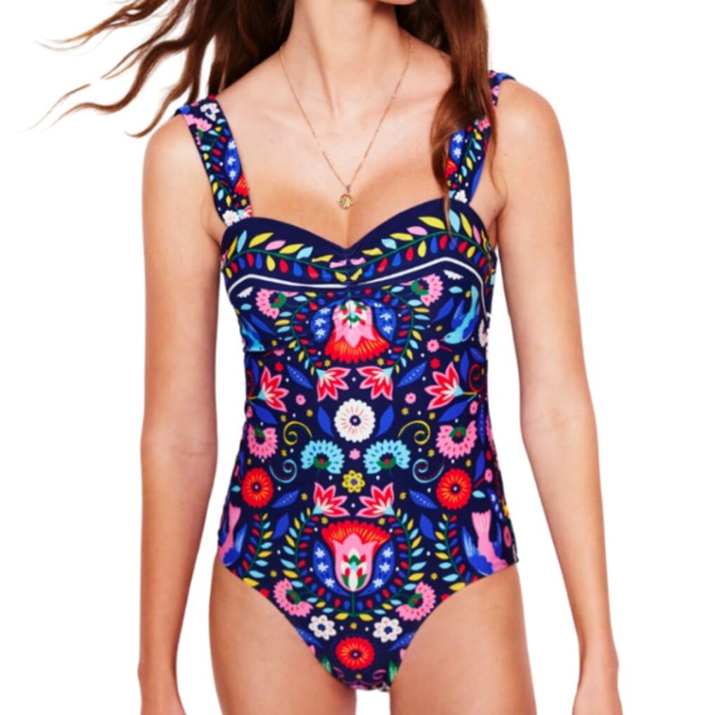 Boden Womens Sweetheart Swimsuit One Piece Swimwear Floral Multi Print Size 12L